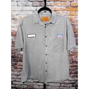 FTP Grail Orange Label "323-YOU-SUCK" Work Shirt Black Stripe Large Y2K